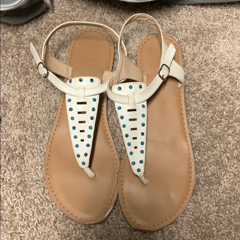 White Sandals with Blue Detail